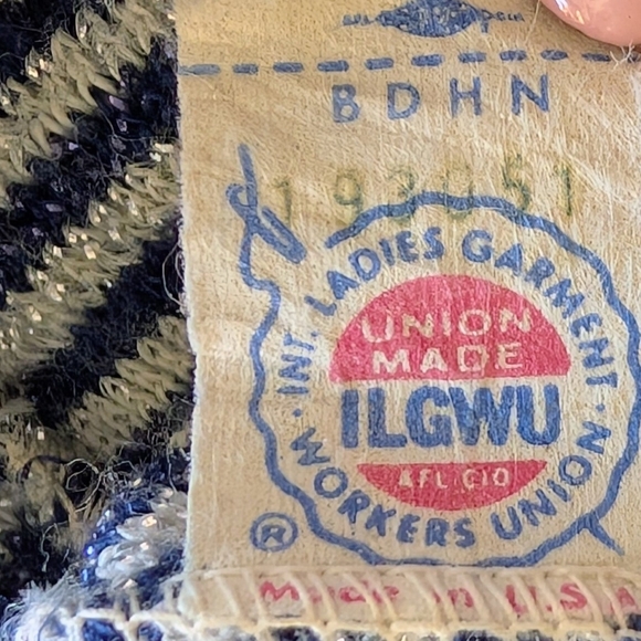 VTG Kitty Hawk Union Made Striped Metallic Thread  Retro Nautical Preppy - Picture 3 of 8